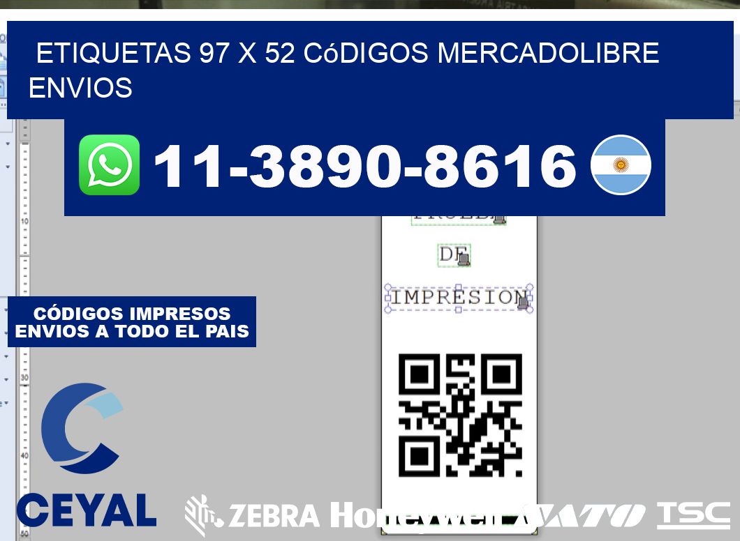 etiquetas 97 x 52 códigos mercadolibre envios