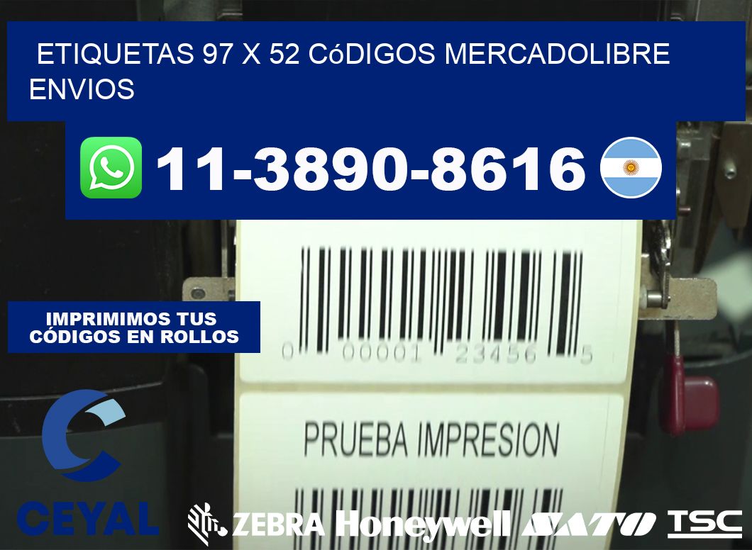 etiquetas 97 x 52 códigos mercadolibre envios