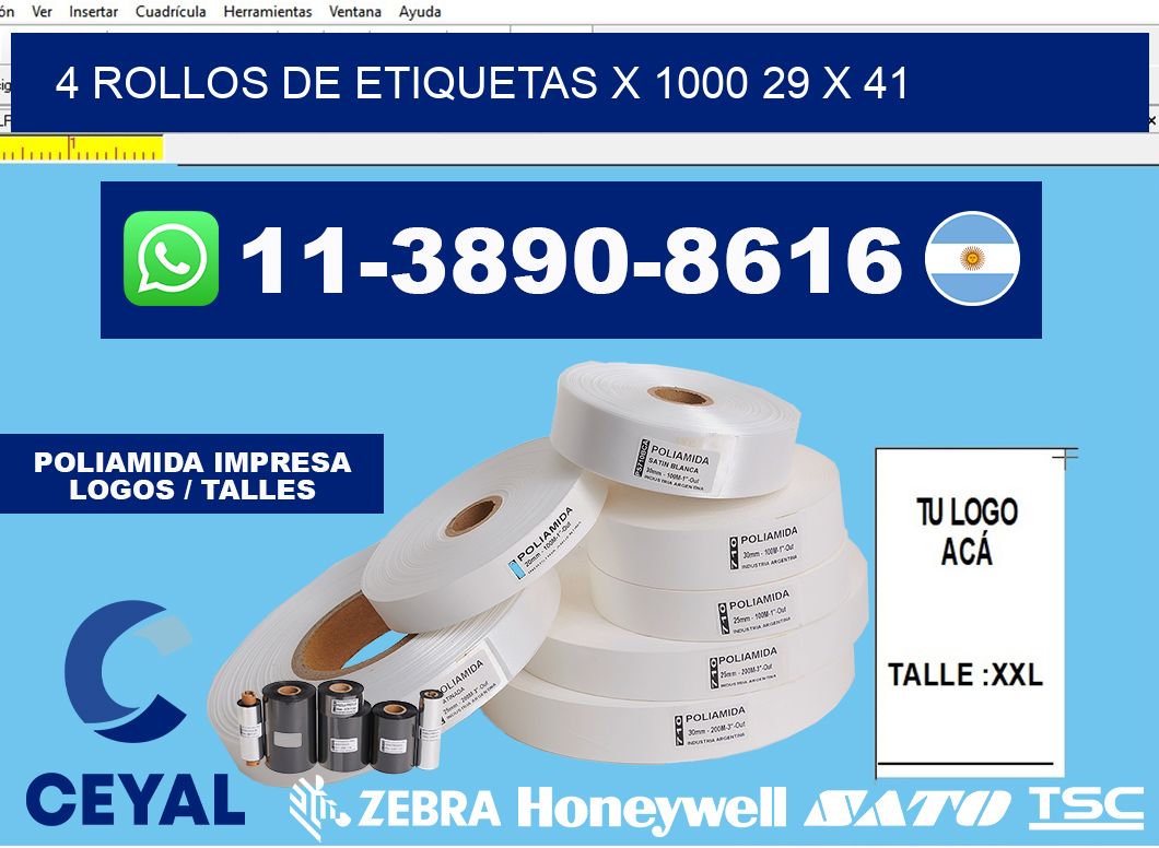 4 rollos de etiquetas x 1000 29 x 41