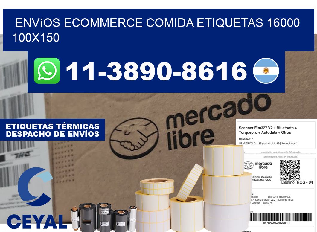 Envíos Ecommerce comida etiquetas 16000 100x150