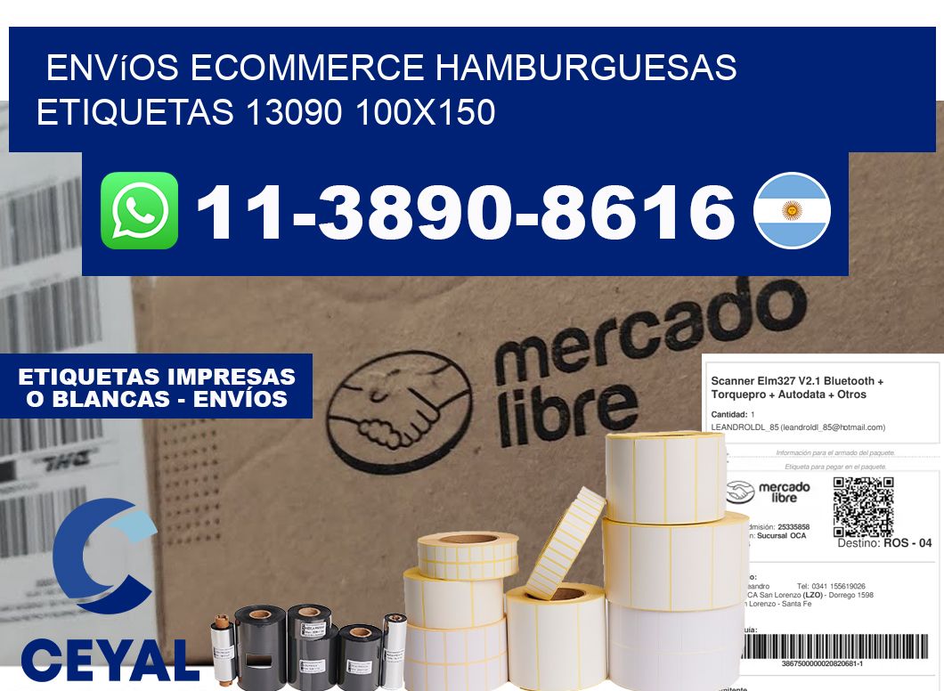 Envíos Ecommerce hamburguesas etiquetas 13090 100x150