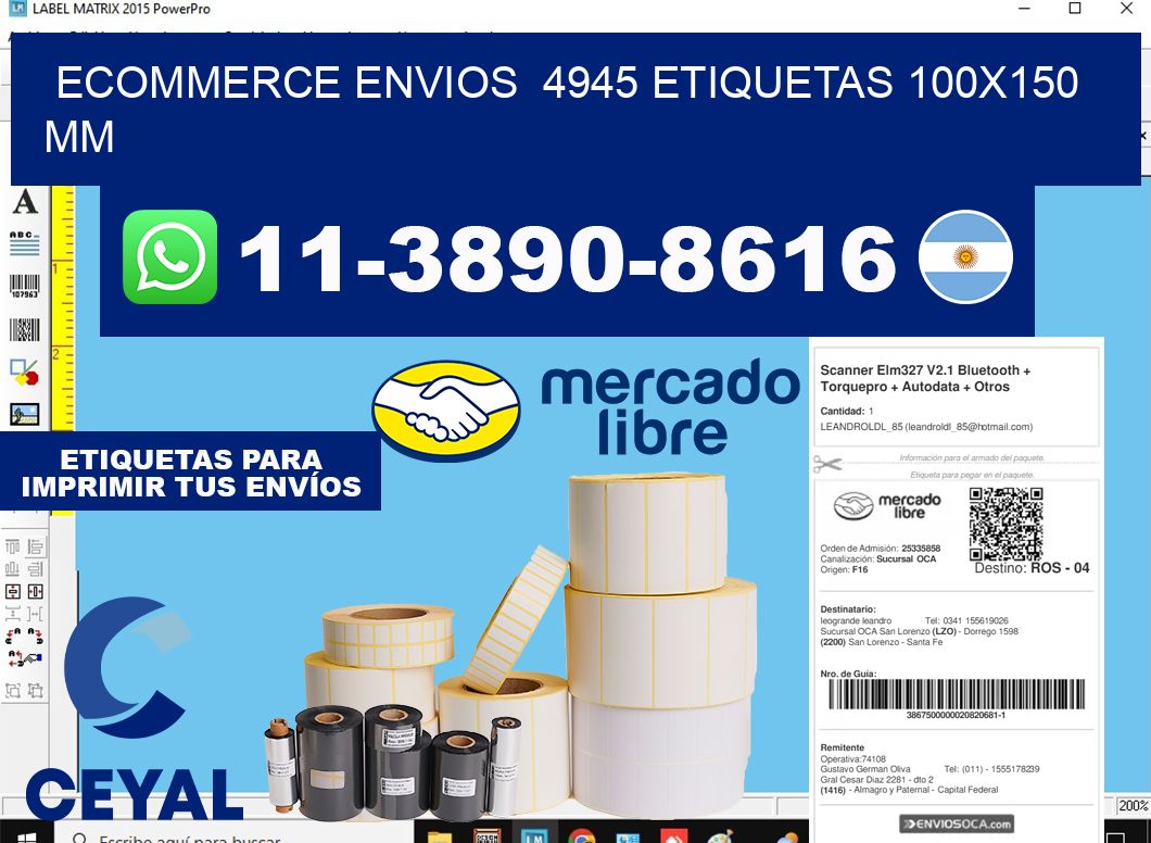 ecommerce envios  4945 etiquetas 100x150 mm