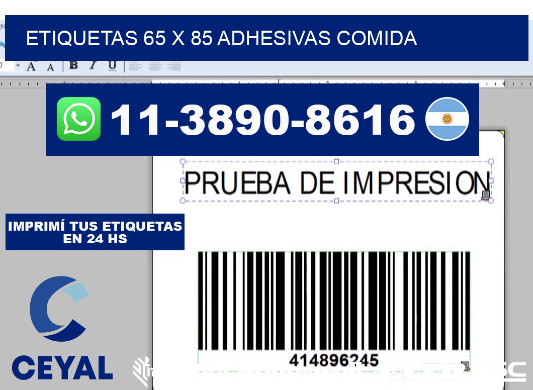 etiquetas 65 x 85 adhesivas comida