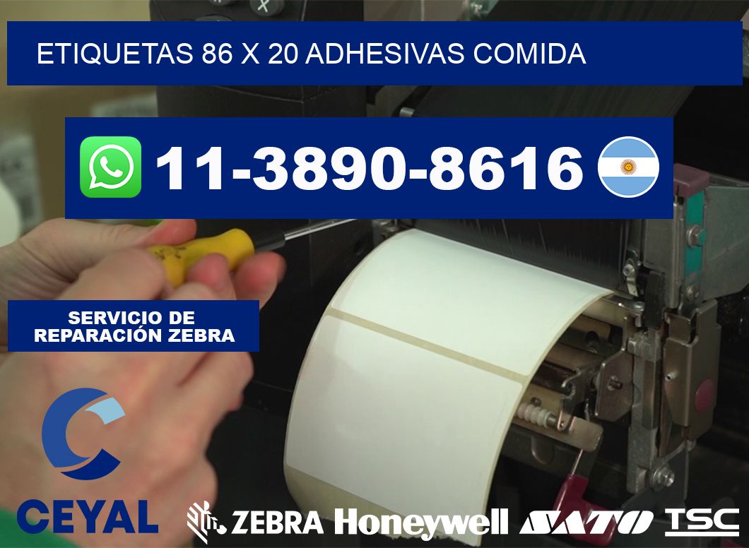 etiquetas 86 x 20 adhesivas comida