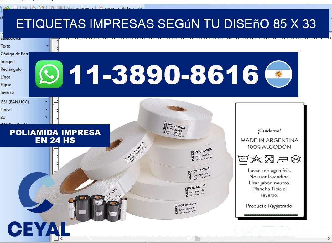 etiquetas impresas según tu diseño 85 x 33