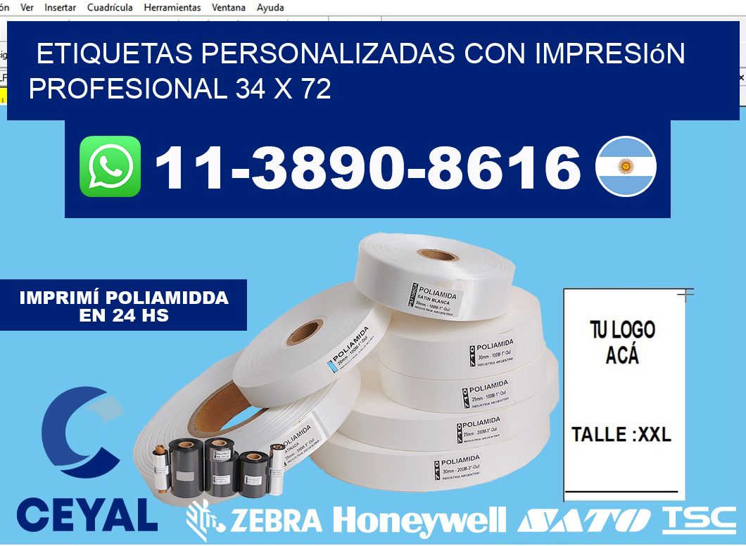 etiquetas personalizadas con impresión profesional 34 x 72