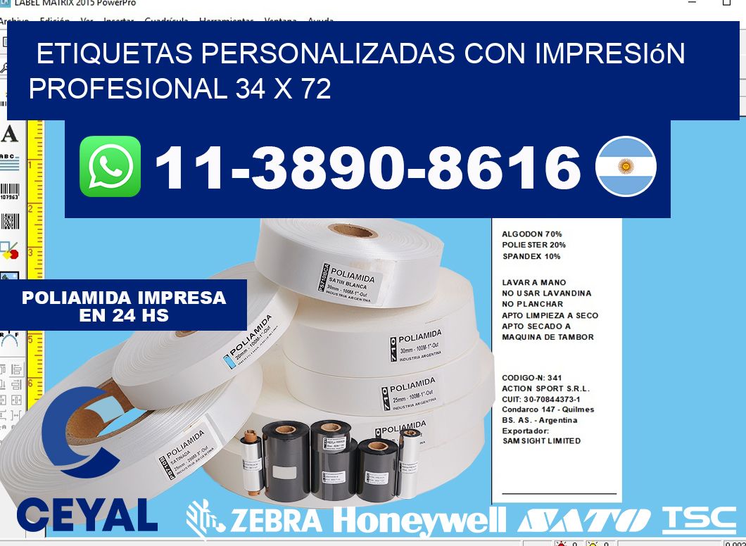 etiquetas personalizadas con impresión profesional 34 x 72
