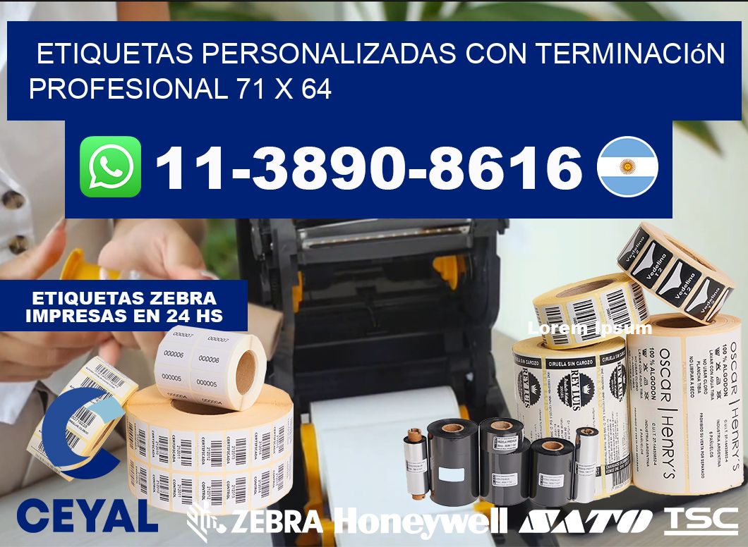 etiquetas personalizadas con terminación profesional 71 x 64