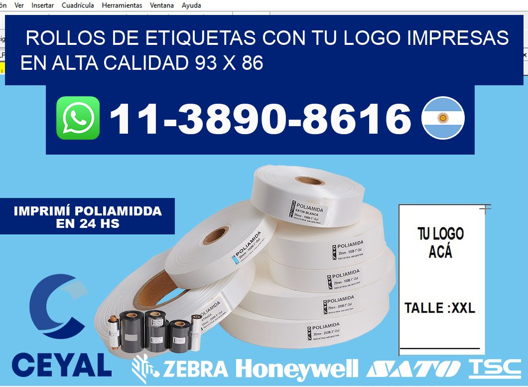 rollos de etiquetas con tu logo impresas en alta calidad 93 x 86