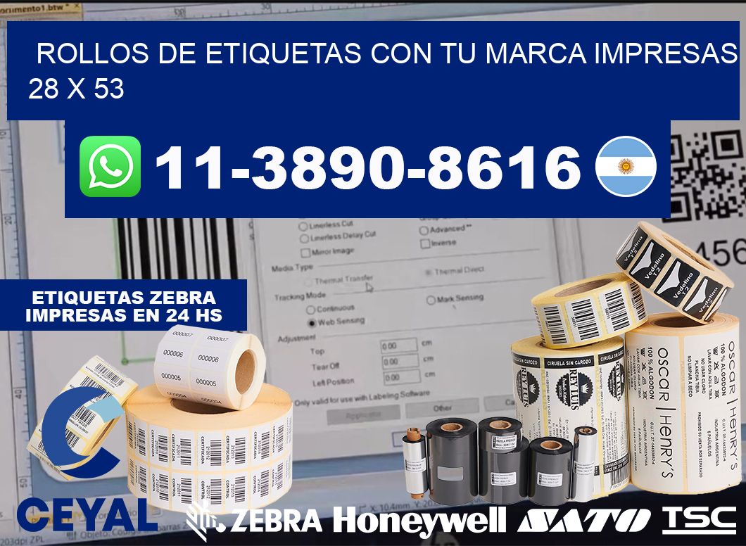 rollos de etiquetas con tu marca impresas 28 x 53