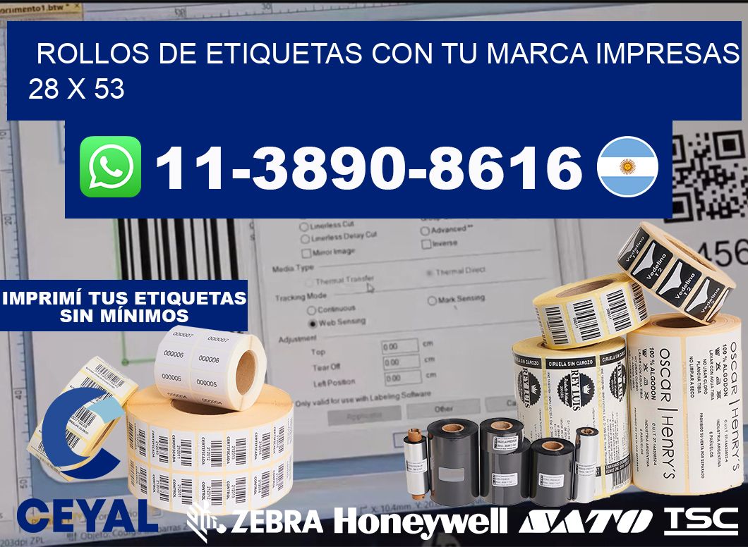 rollos de etiquetas con tu marca impresas 28 x 53