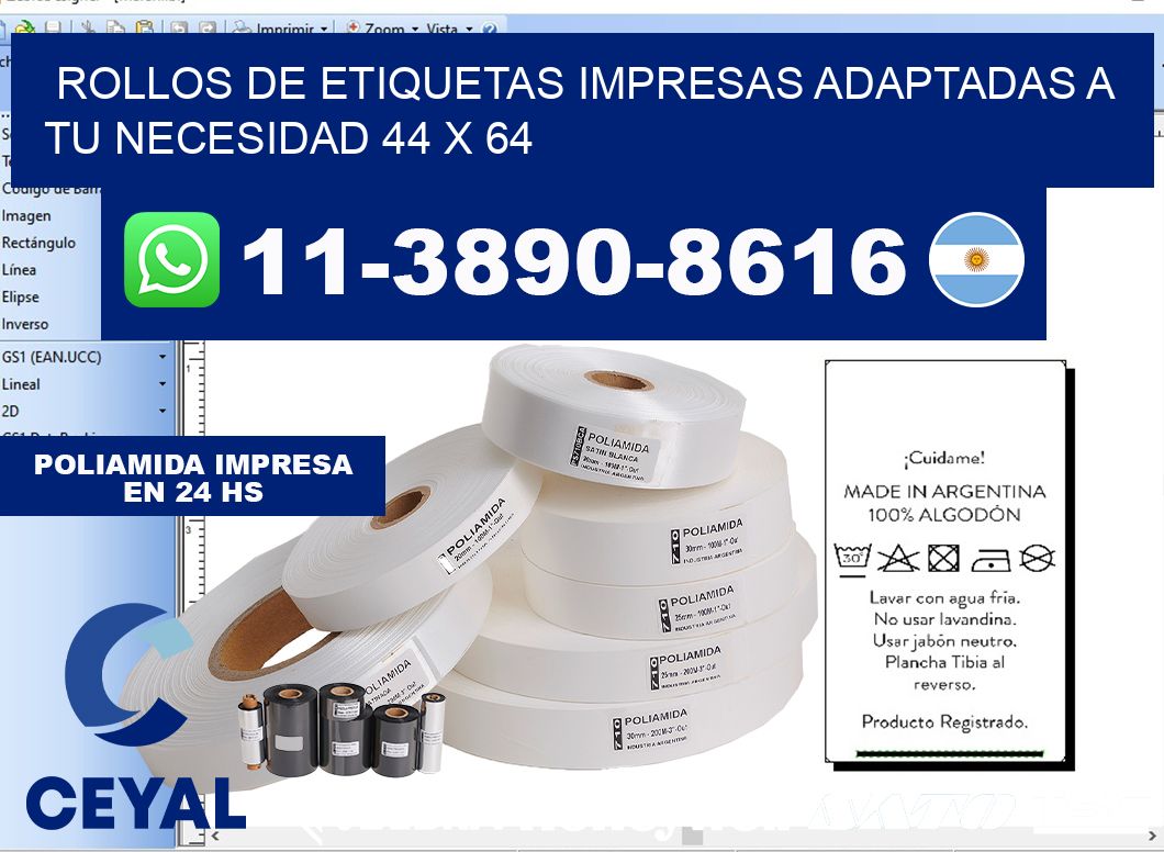 rollos de etiquetas impresas adaptadas a tu necesidad 44 x 64