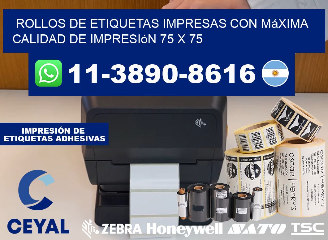 rollos de etiquetas impresas con máxima calidad de impresión 75 x 75