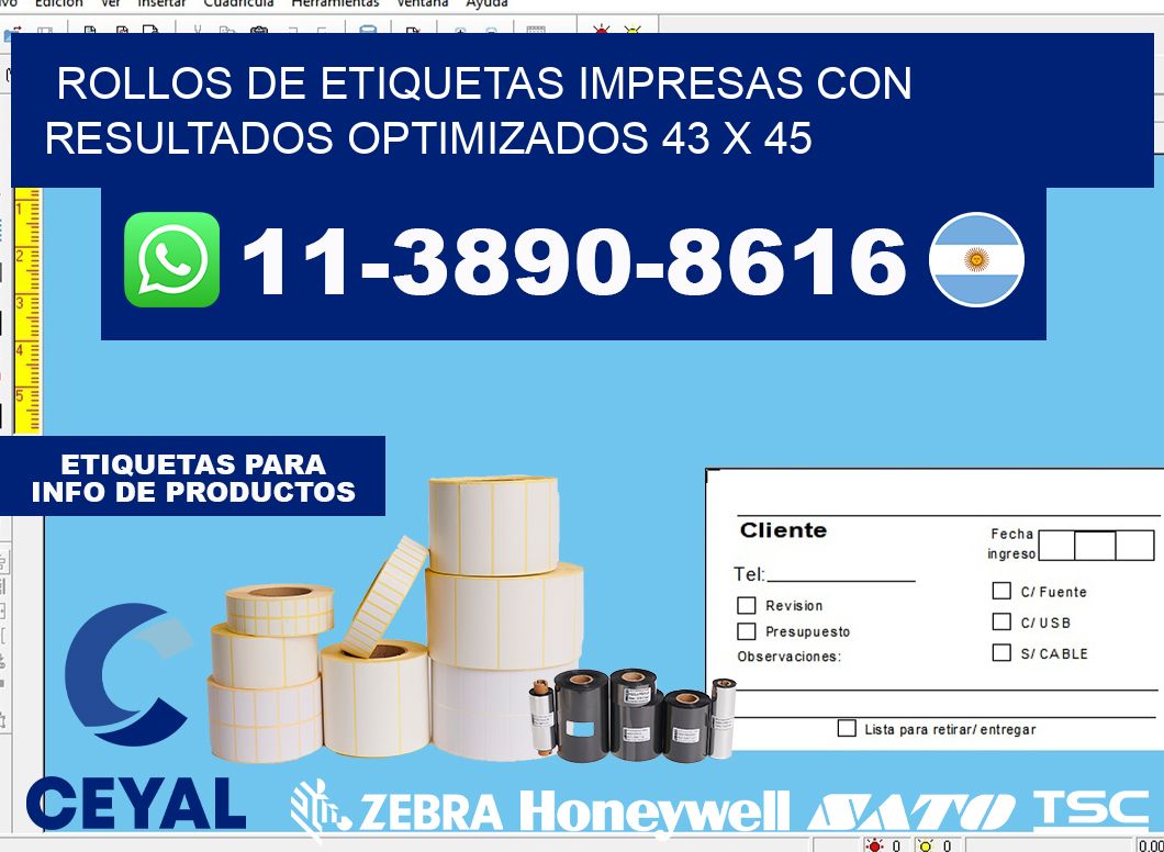 rollos de etiquetas impresas con resultados optimizados 43 x 45