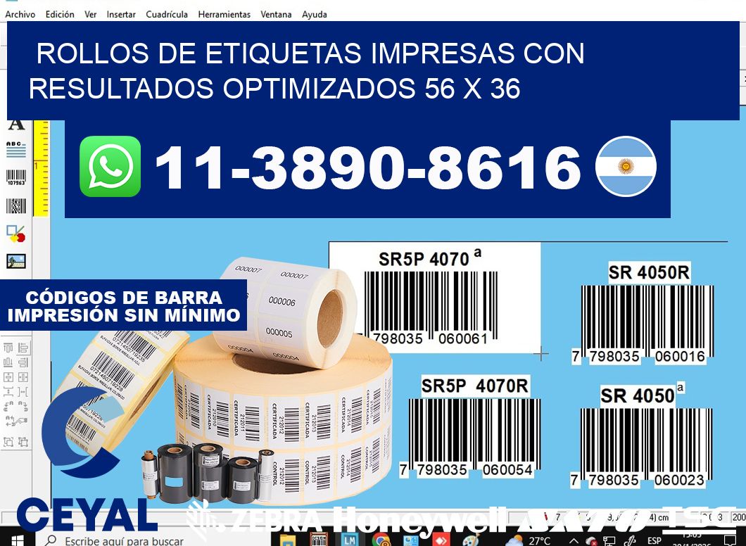 rollos de etiquetas impresas con resultados optimizados 56 x 36