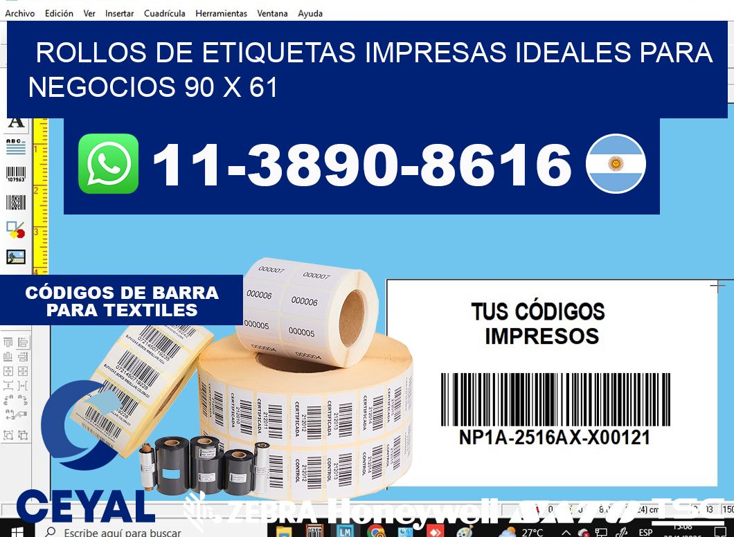 rollos de etiquetas impresas ideales para negocios 90 x 61