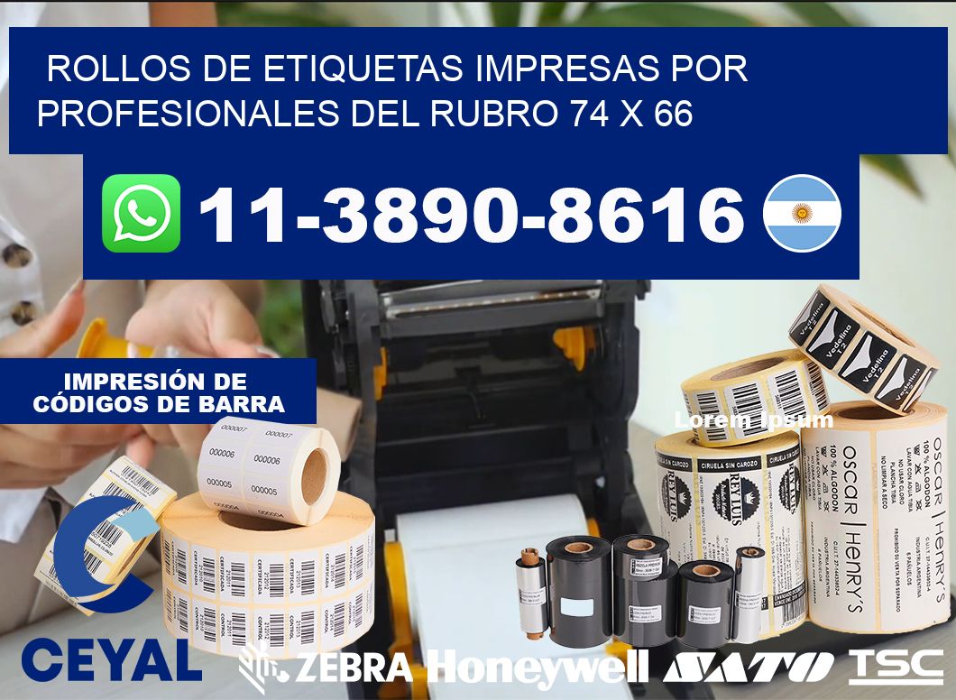 rollos de etiquetas impresas por profesionales del rubro 74 x 66