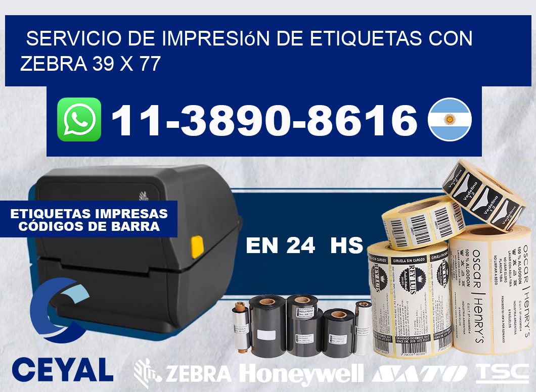 servicio de impresión de etiquetas con Zebra 39 x 77