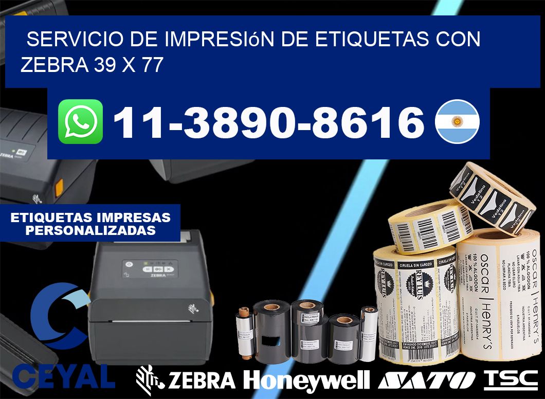 servicio de impresión de etiquetas con Zebra 39 x 77