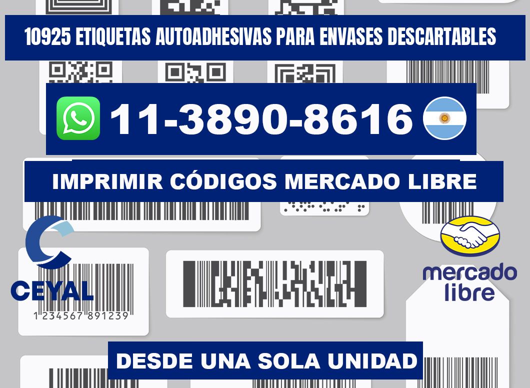 10925 etiquetas autoadhesivas para envases descartables