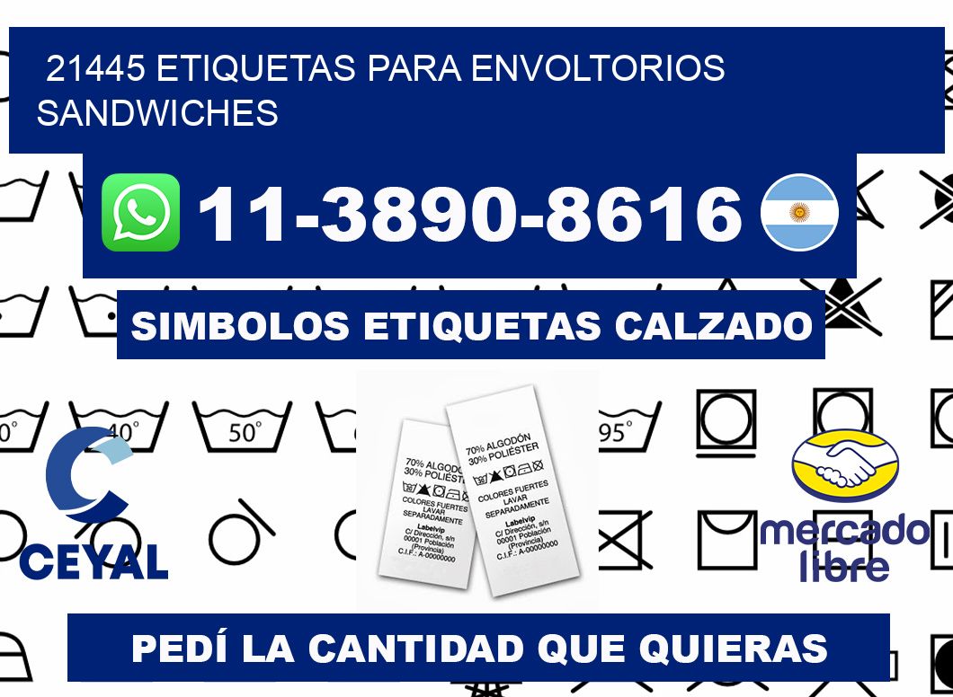 21445 etiquetas para envoltorios sandwiches