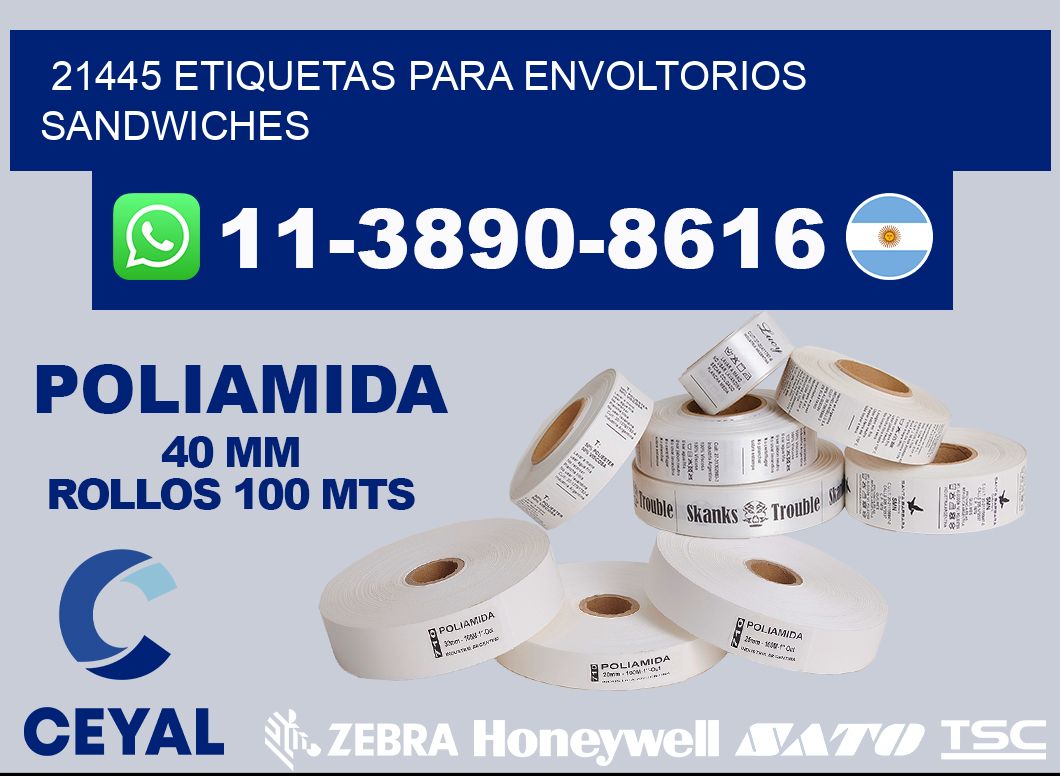 21445 etiquetas para envoltorios sandwiches