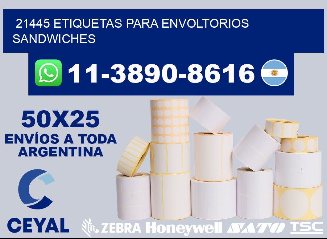 21445 etiquetas para envoltorios sandwiches