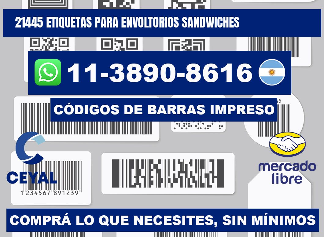 21445 etiquetas para envoltorios sandwiches