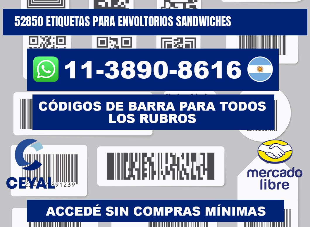 52850 etiquetas para envoltorios sandwiches