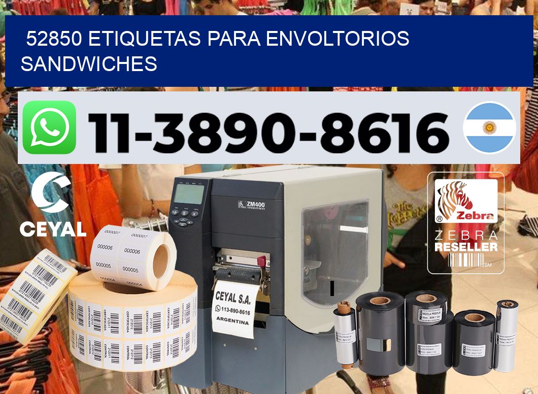 52850 etiquetas para envoltorios sandwiches