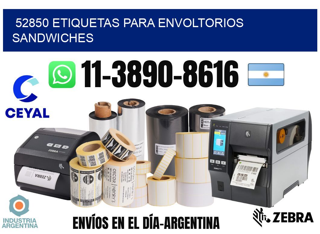 52850 etiquetas para envoltorios sandwiches