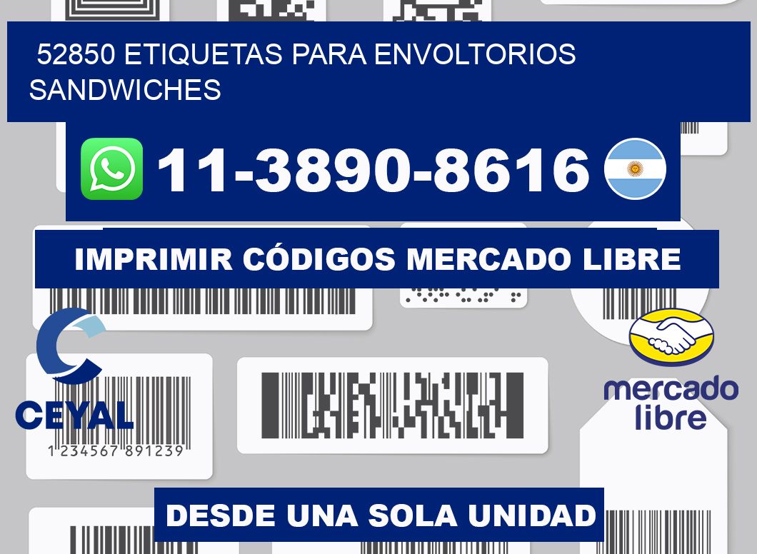 52850 etiquetas para envoltorios sandwiches