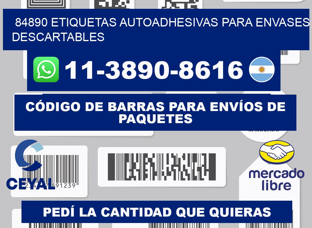 84890 etiquetas autoadhesivas para envases descartables
