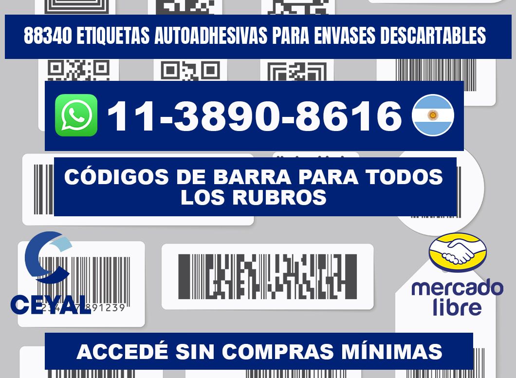 88340 etiquetas autoadhesivas para envases descartables