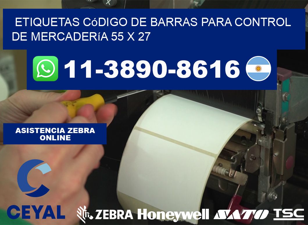 Etiquetas código de barras para control de mercadería 55 x 27