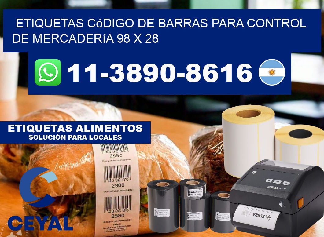 Etiquetas código de barras para control de mercadería 98 x 28