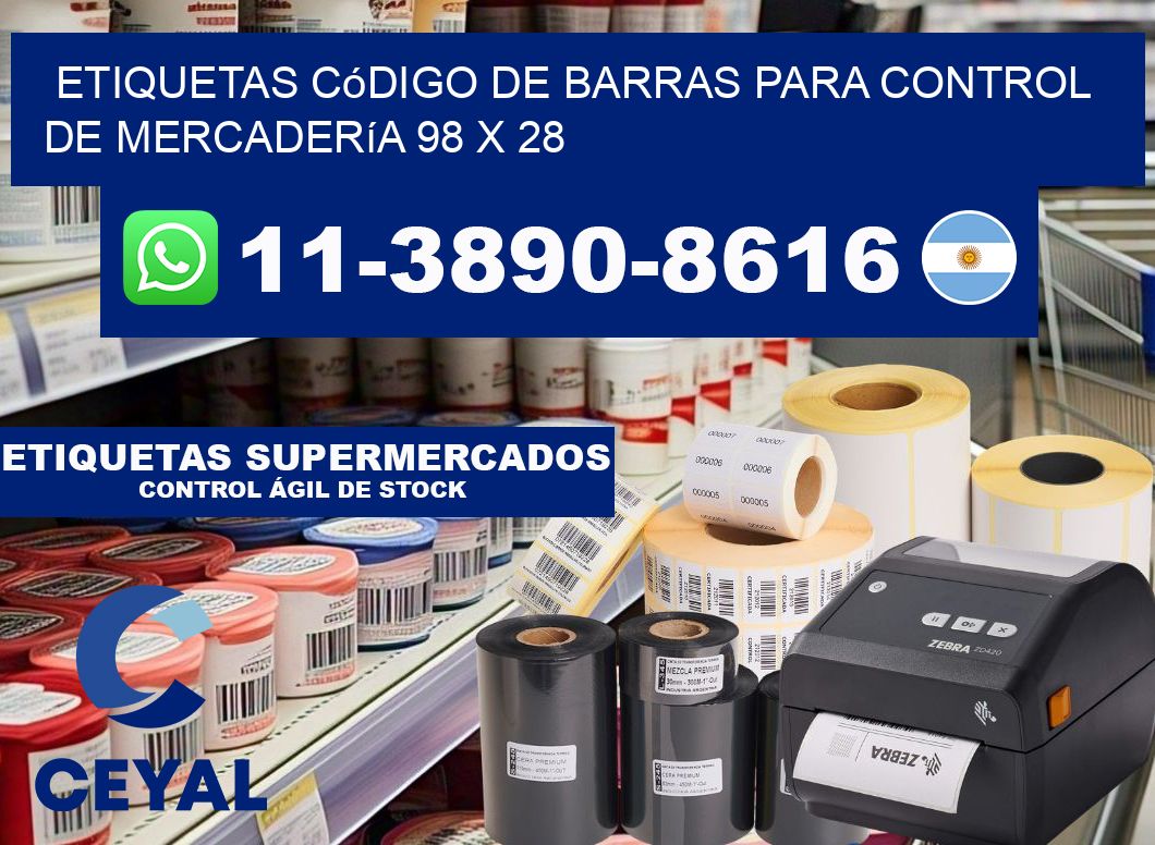 Etiquetas código de barras para control de mercadería 98 x 28