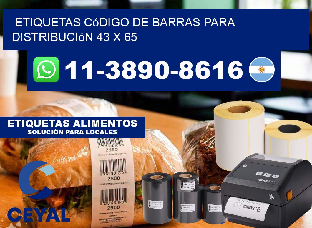 Etiquetas código de barras para distribución 43 x 65