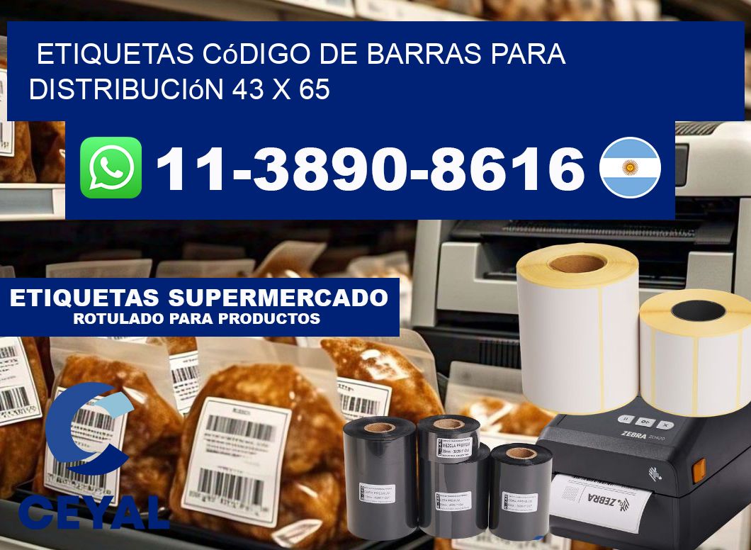 Etiquetas código de barras para distribución 43 x 65