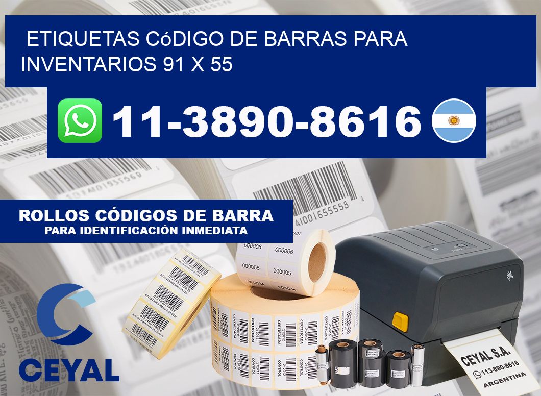 Etiquetas código de barras para inventarios 91 x 55
