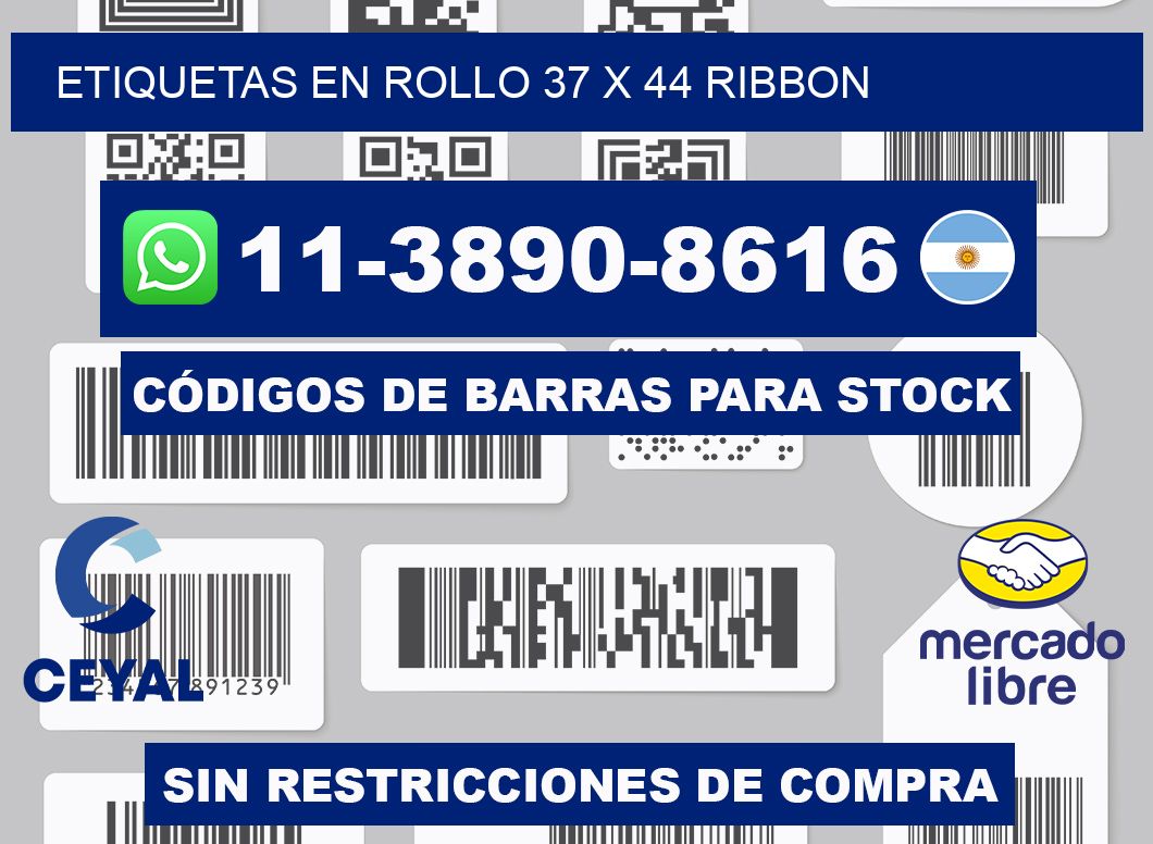 Etiquetas en rollo 37 x 44 ribbon