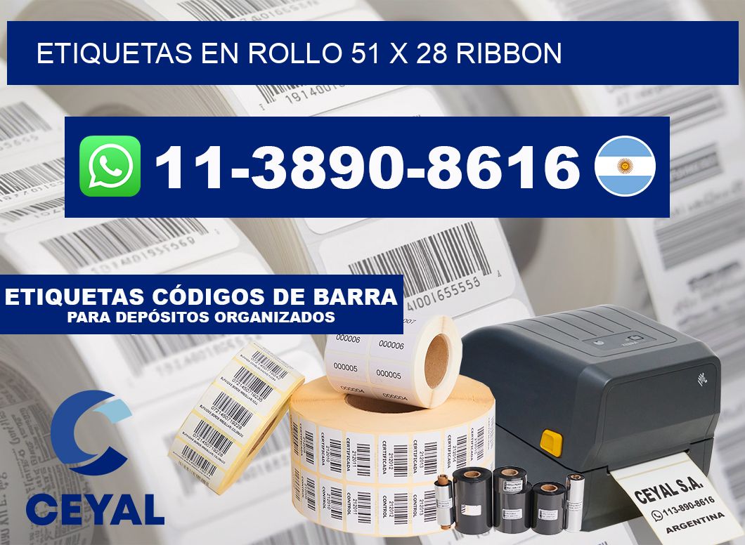 Etiquetas en rollo 51 x 28 ribbon
