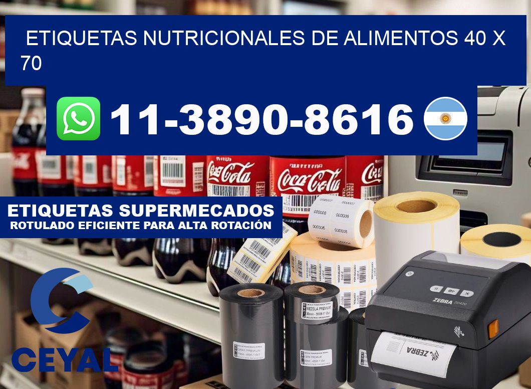 Etiquetas nutricionales de alimentos 40 x 70