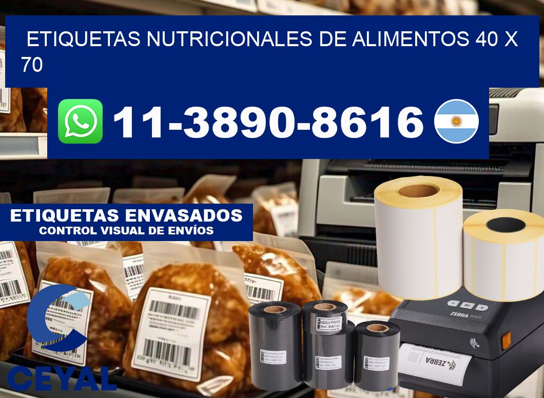 Etiquetas nutricionales de alimentos 40 x 70