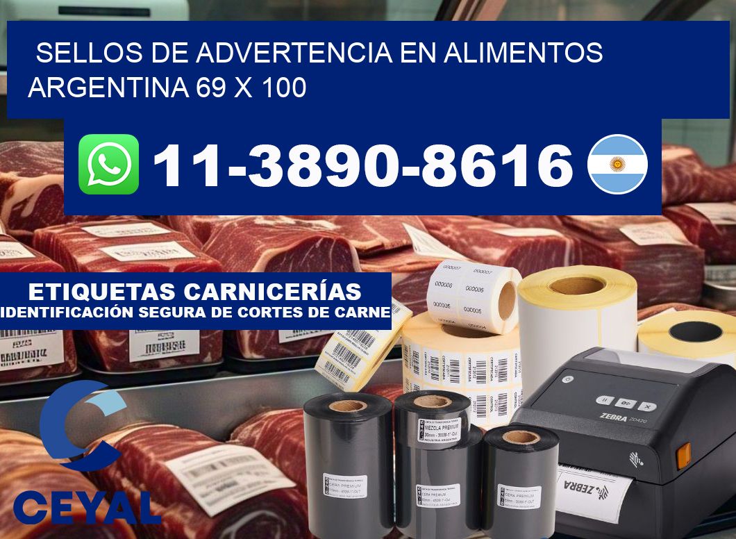 Sellos de advertencia en Alimentos argentina 69 x 100
