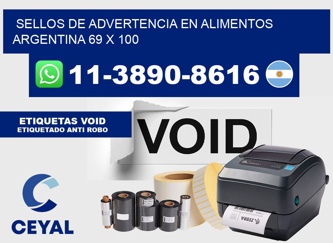 Sellos de advertencia en Alimentos argentina 69 x 100