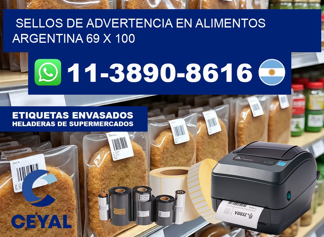Sellos de advertencia en Alimentos argentina 69 x 100