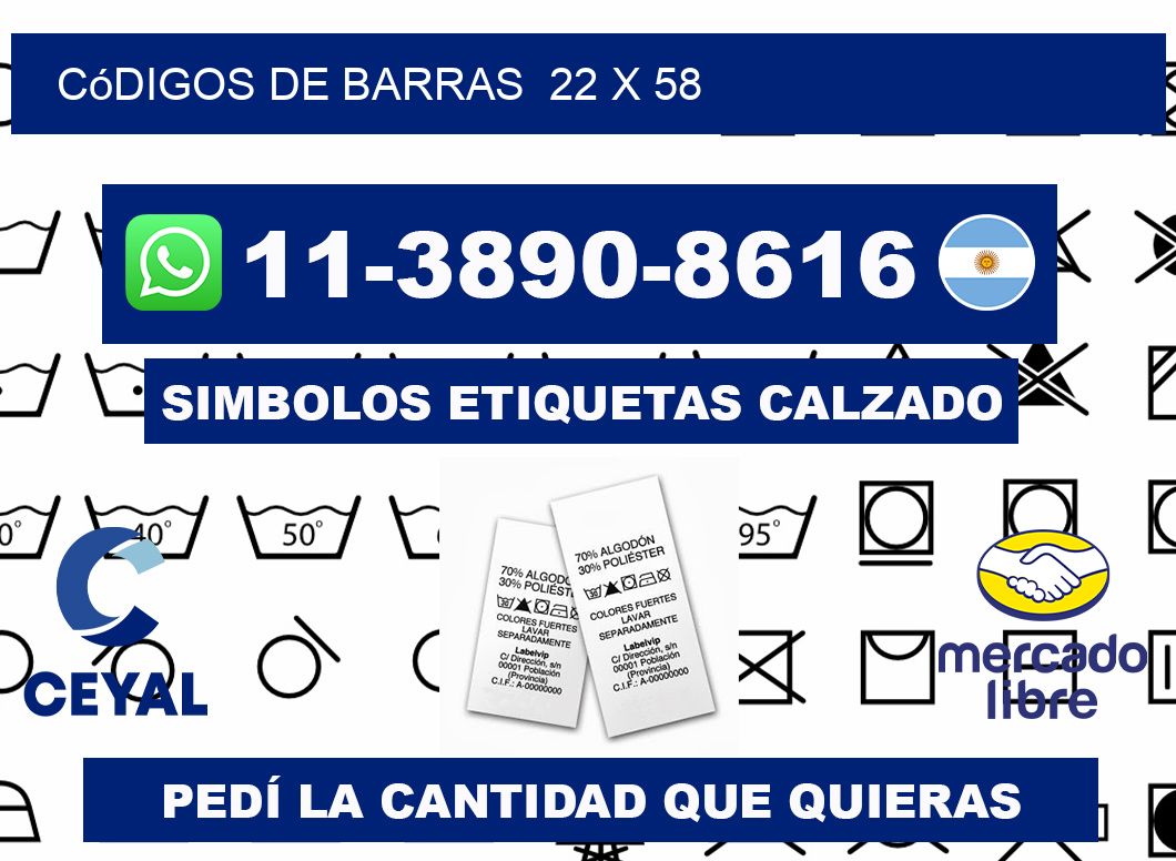 códigos de barras  22 x 58
