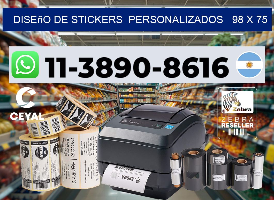 diseño de stickers  personalizados   98 x 75