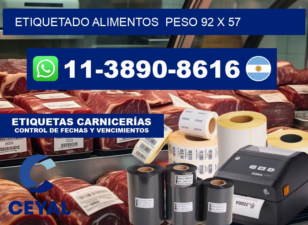 etiquetado alimentos  Peso 92 x 57